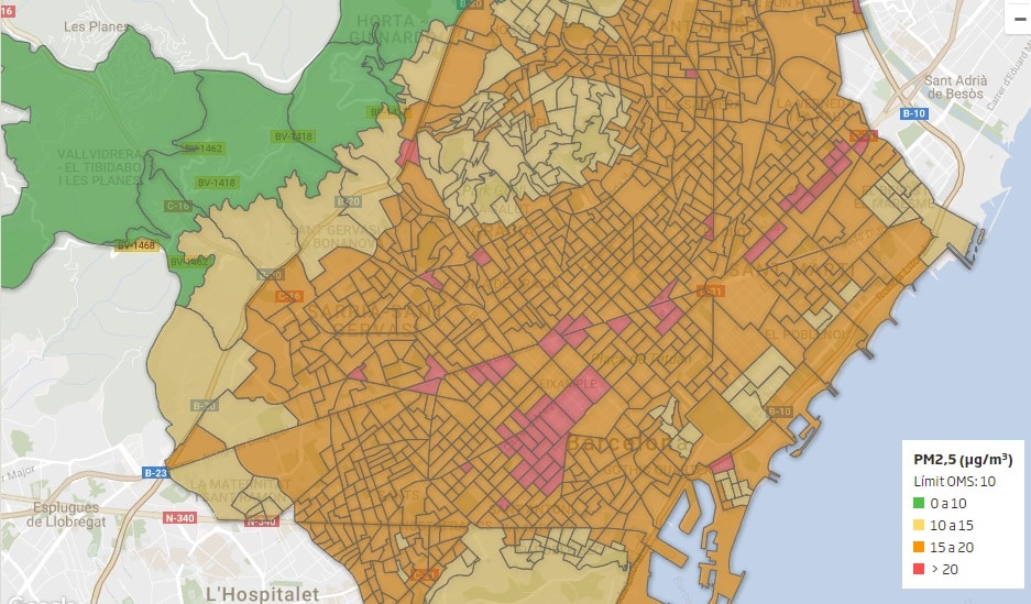 carte pollution particules