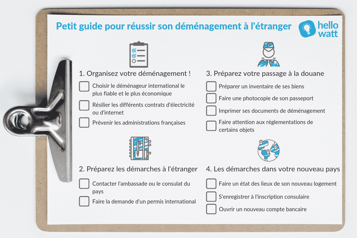 preparer demenagement etranger checklist