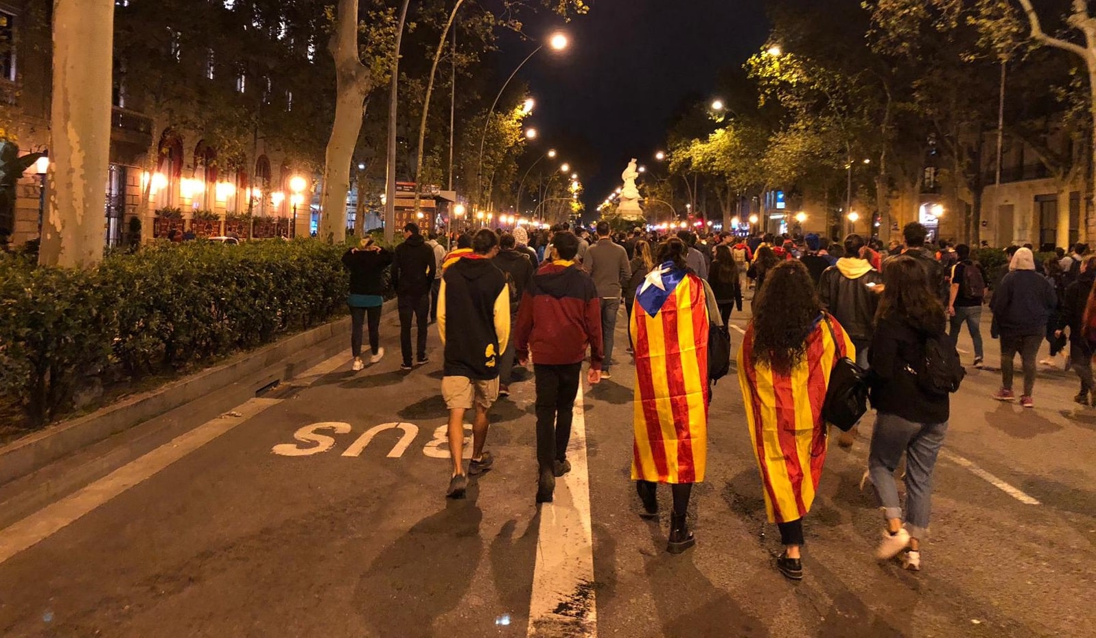 blocage gran via barcelone manifestation