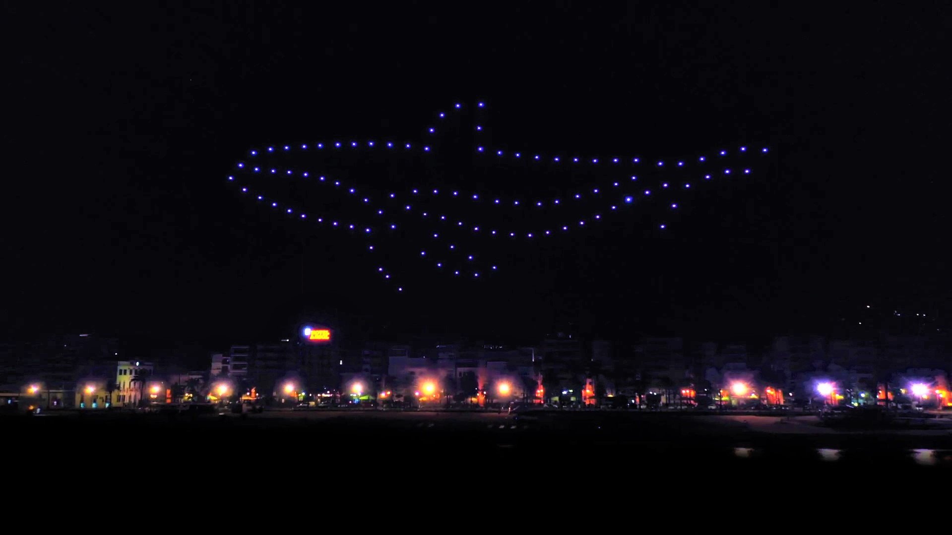 spectacle drones plage barcelone