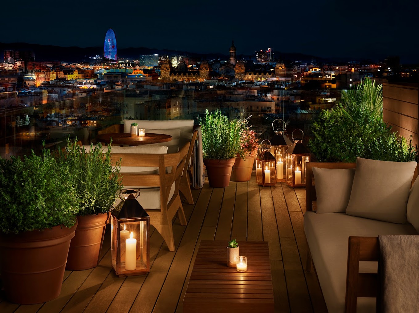 The Roof lit by dim candlelight in the evening