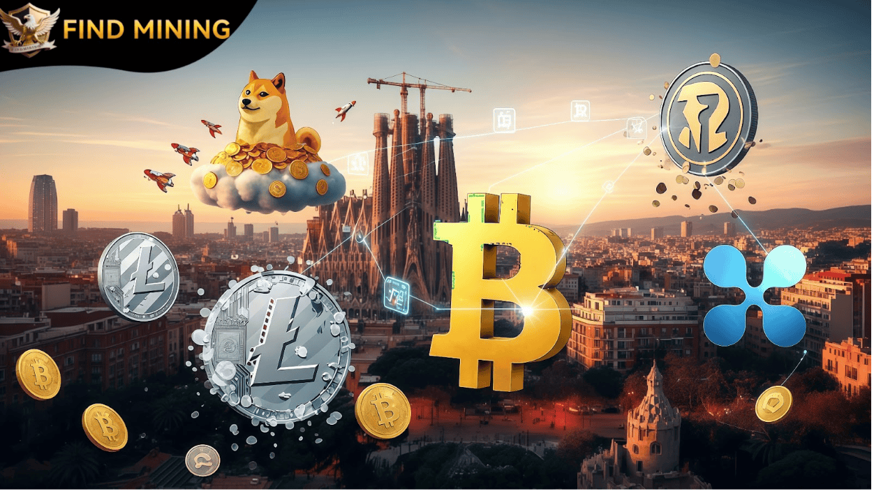Vivre à Barcelone : Find Mining, un nouveau rempart contre l’incertitude économique 4 Une illustration de la minière de crypto-monnaie Find Mining à Barcelone, combinant technologie blockchain et innovation urbaine pour renforcer la stabilité économique locale.