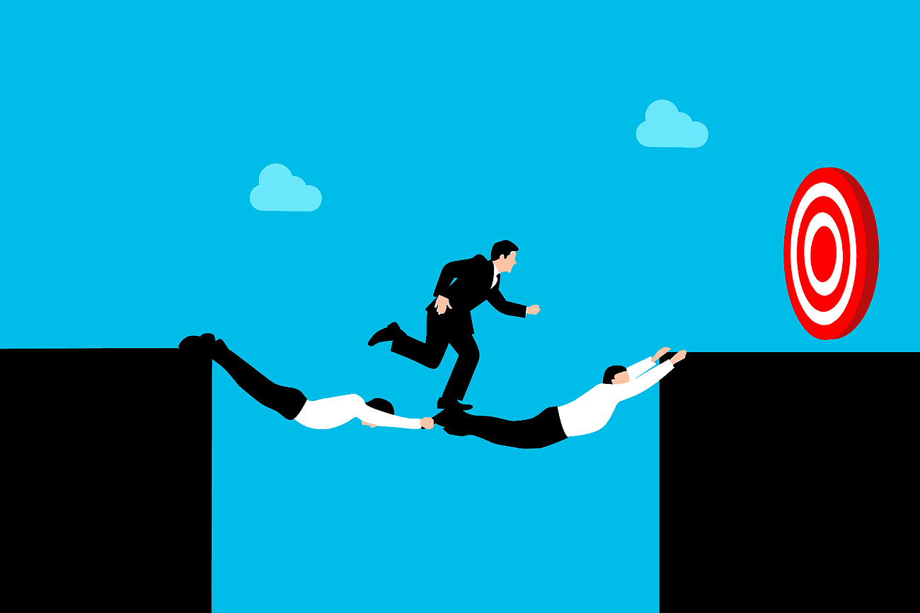 Illustration d'une équipe d'entrepreneurs travaillant ensemble pour atteindre un objectif commun, symbolisant la synergie et l'esprit d'équipe dans un contexte entrepreneurial.