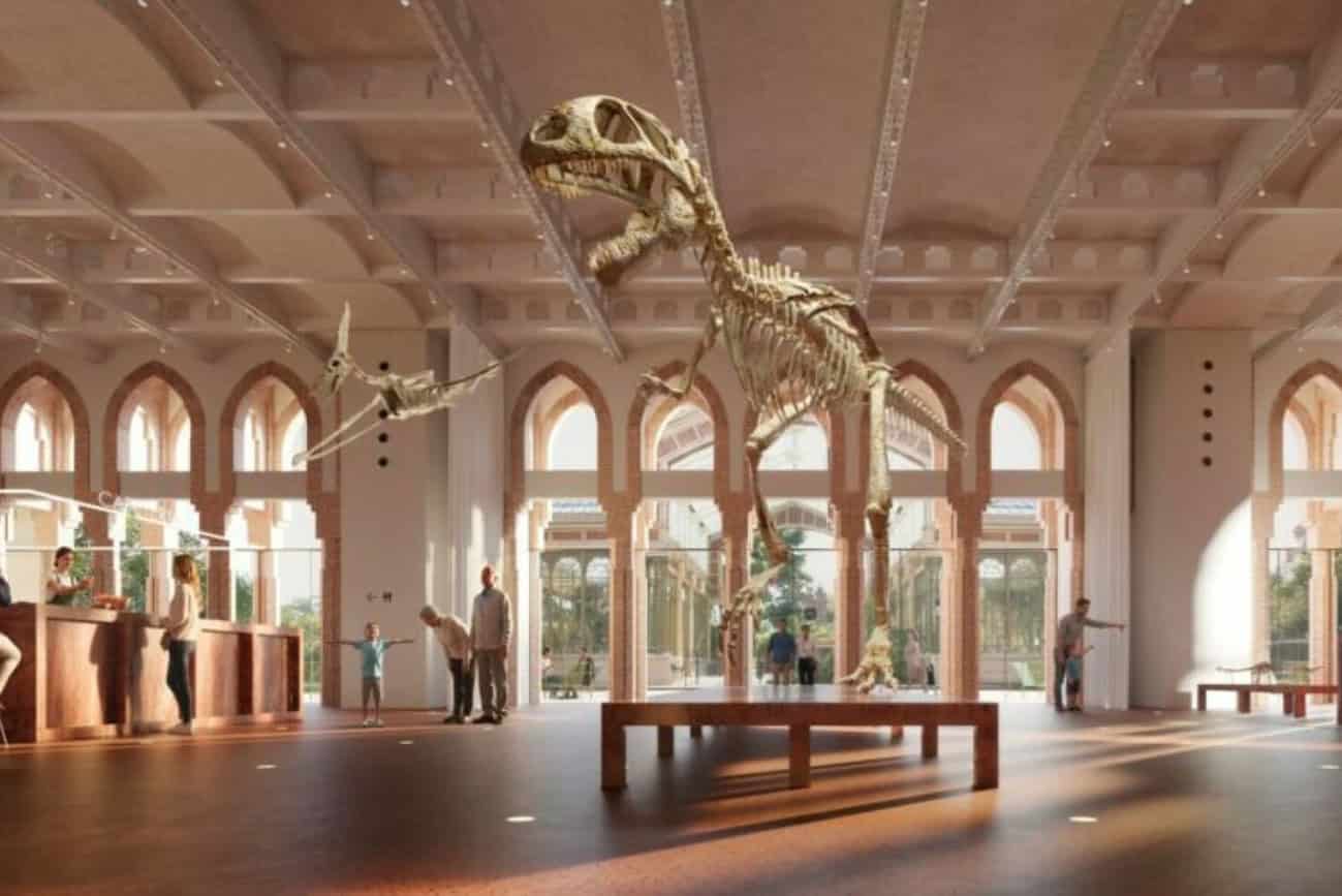 Barcelone : le château du parc de la Ciutadella renaît en musée de la science 7 Squelette de dinosaure exposé dans le musée de la science au château de la Ciutadella, Barcelone, offrant une expérience éducative et immersive sur la paléontologie.