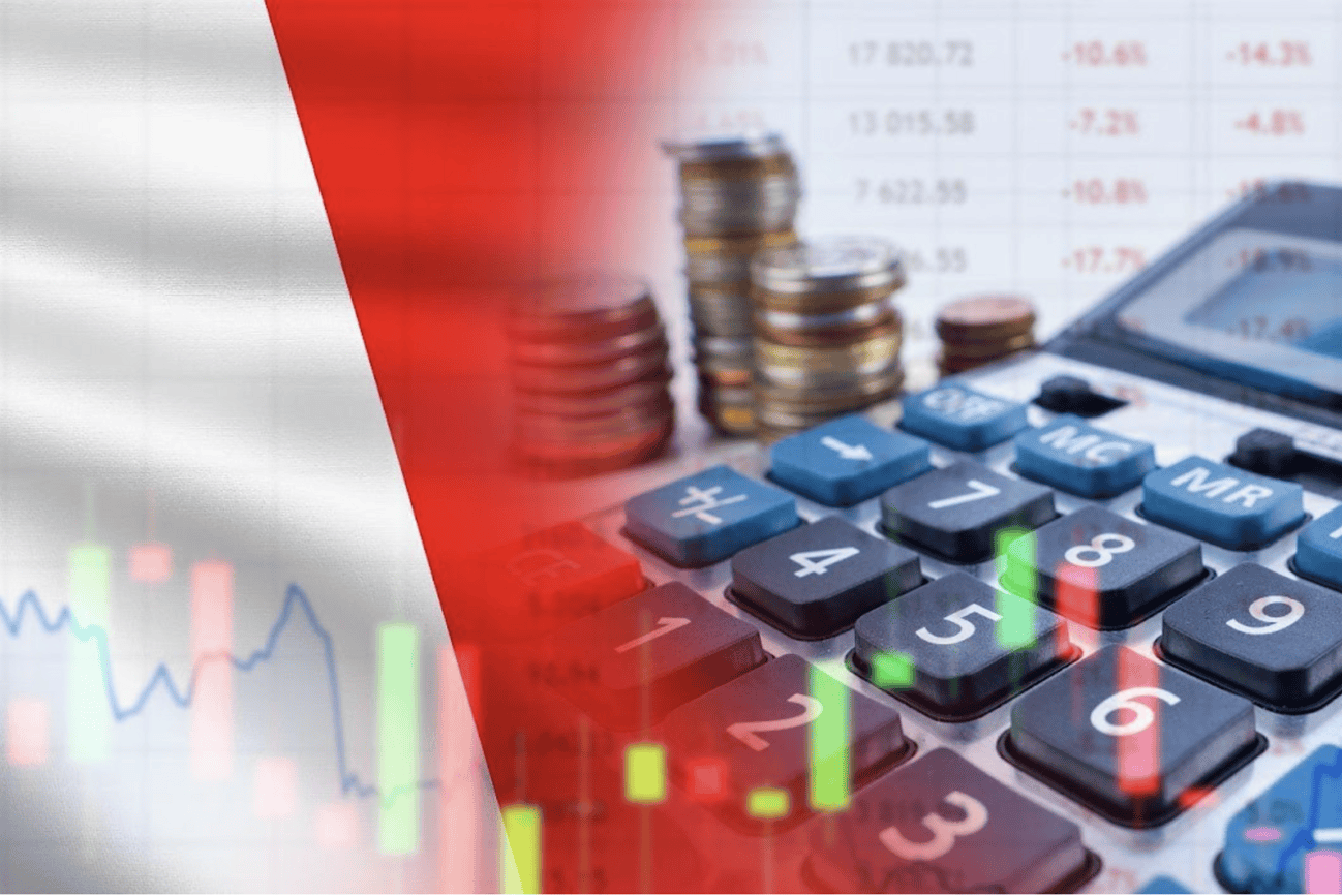 Graphique financier et calculatrice illustrant la stabilité économique en France à l'approche de 2026.