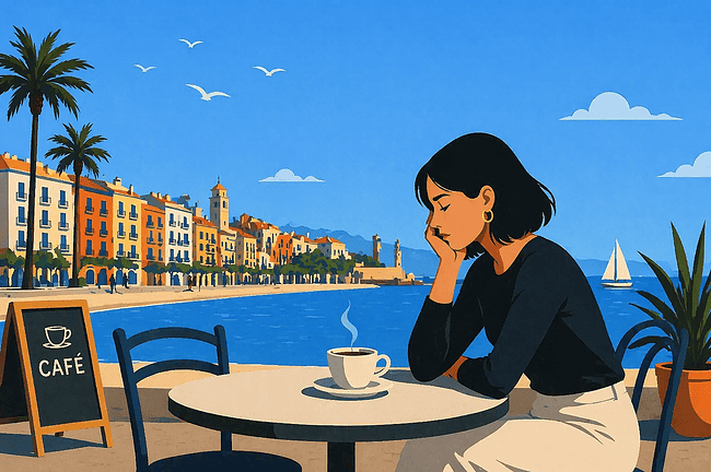 illustration cafe espagne femme