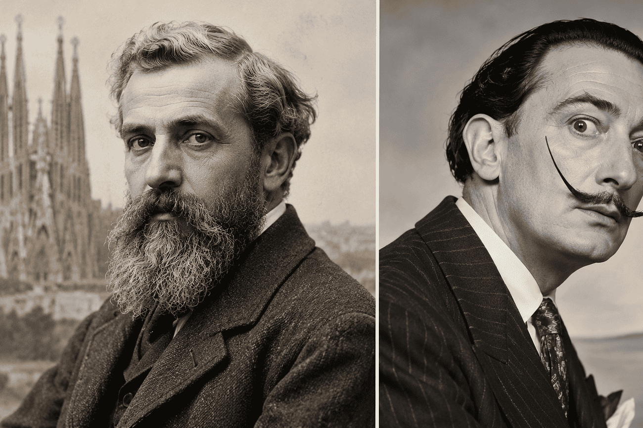 Dalí était fan de la Sagrada Família… mais Gaudí le détestait 1 retratos enfrentados de gaudi y dali