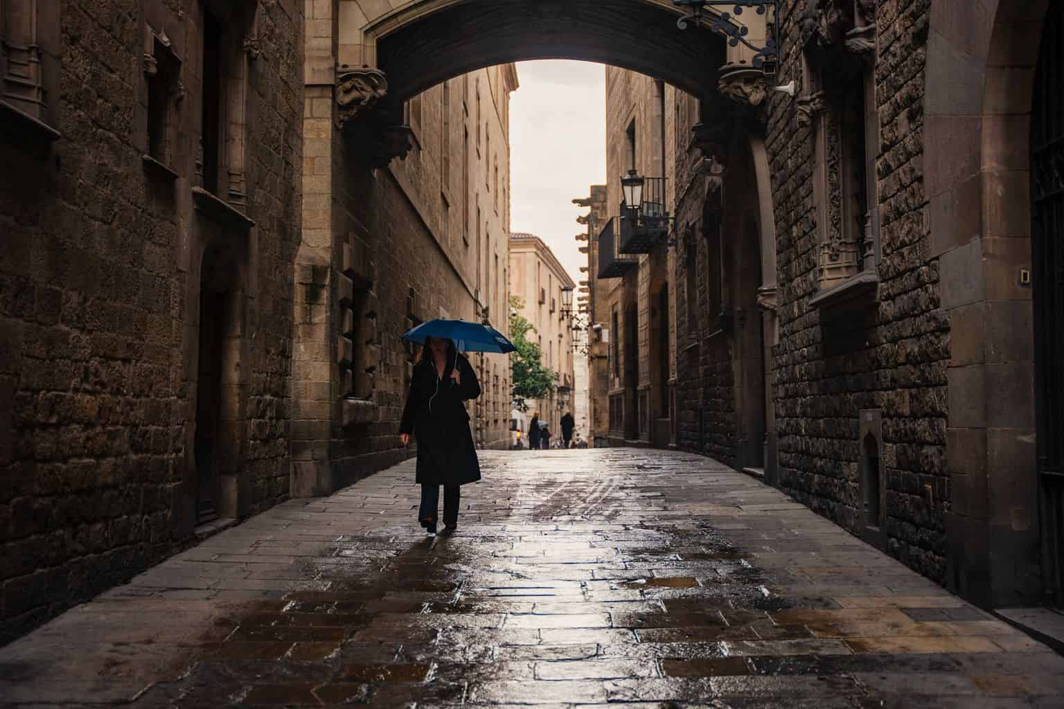 pluie tempete barcelone parapluie